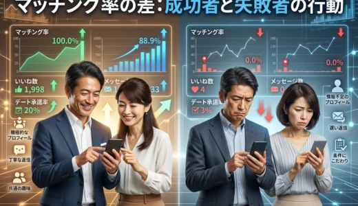 マッチング率の差:成功者と失敗者の行動